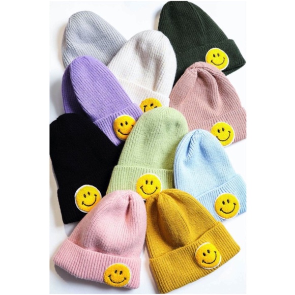 Cozy Cream Smile Face Knit Beanie main image 4